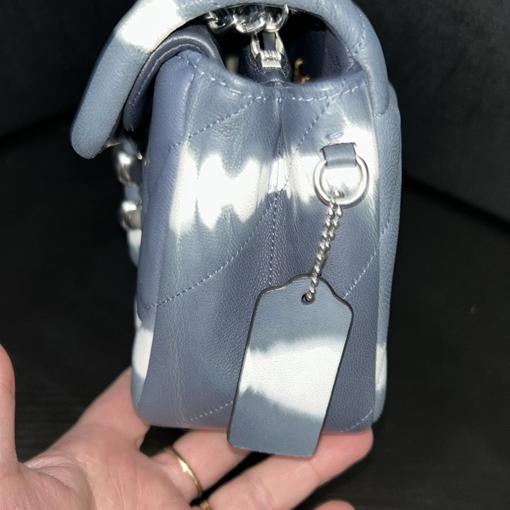 Coach Quilted Tie Dye Tabby 26 in Navy And White - Picture 12 of 14